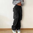 thumbnail image 1 of Pantalones Pantalones holgados para mujer, ajuste holgado, múltiples bolsillos, traje diario para niña picante (Negro L) Cgtredaw Negro T L para Mujer, 1 of 5
