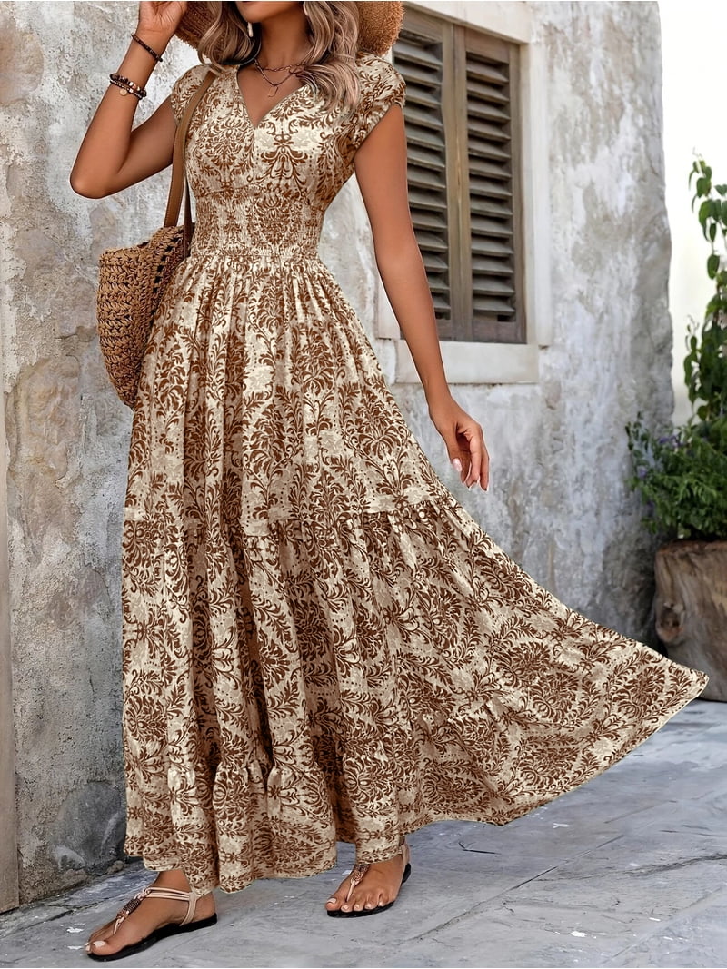 v neck high waist maxi dress Elegant Stap V Neck High Waist Corset Slit Party Cocktail Maxi Dress G –  Mega Mart Center main image 1