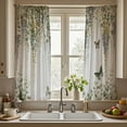 thumbnail image 3 of Watercolor Eucalyptus Leaves Kitchen Curtains Boho Gold Green Plant Small Short Bathroom Window Curtains Spring Botanical Butterfly Bedroom Drapes 2 Panels Window Treatment Tiers 26x36 Inch, 3 of 3