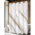 thumbnail image 4 of White Golden Marble No Hook Shower Curtain Waterproof, Bathroom Curtains with Snap in Liners and See Through Top Window, Modern Abstract Art Marble Crack Hotel Style Bathtub Curtains Shower 48"Wx72"L, 4 of 8