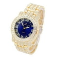 thumbnail image 6 of Bling-ed Out Ultimate Hip Hop Royalty Mens Watch w/Easy Reader Roman Numeral or Diamond Time Indicators - Bright Colored Dials - L0504 (Gold Royal Blue w/Tennis), 6 of 7