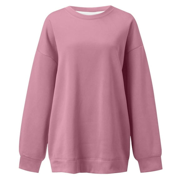 Sweatshirt for Women Oversized Long Sleeve Pullover Top Crewneck Sweat Shirts (Pink S)