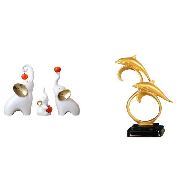 Esculturas de elefantes Estatuas de elefantes Figuras de elefantes Figura de delfín Material de resina cerámica Adecuado para regalar Decoración del h
