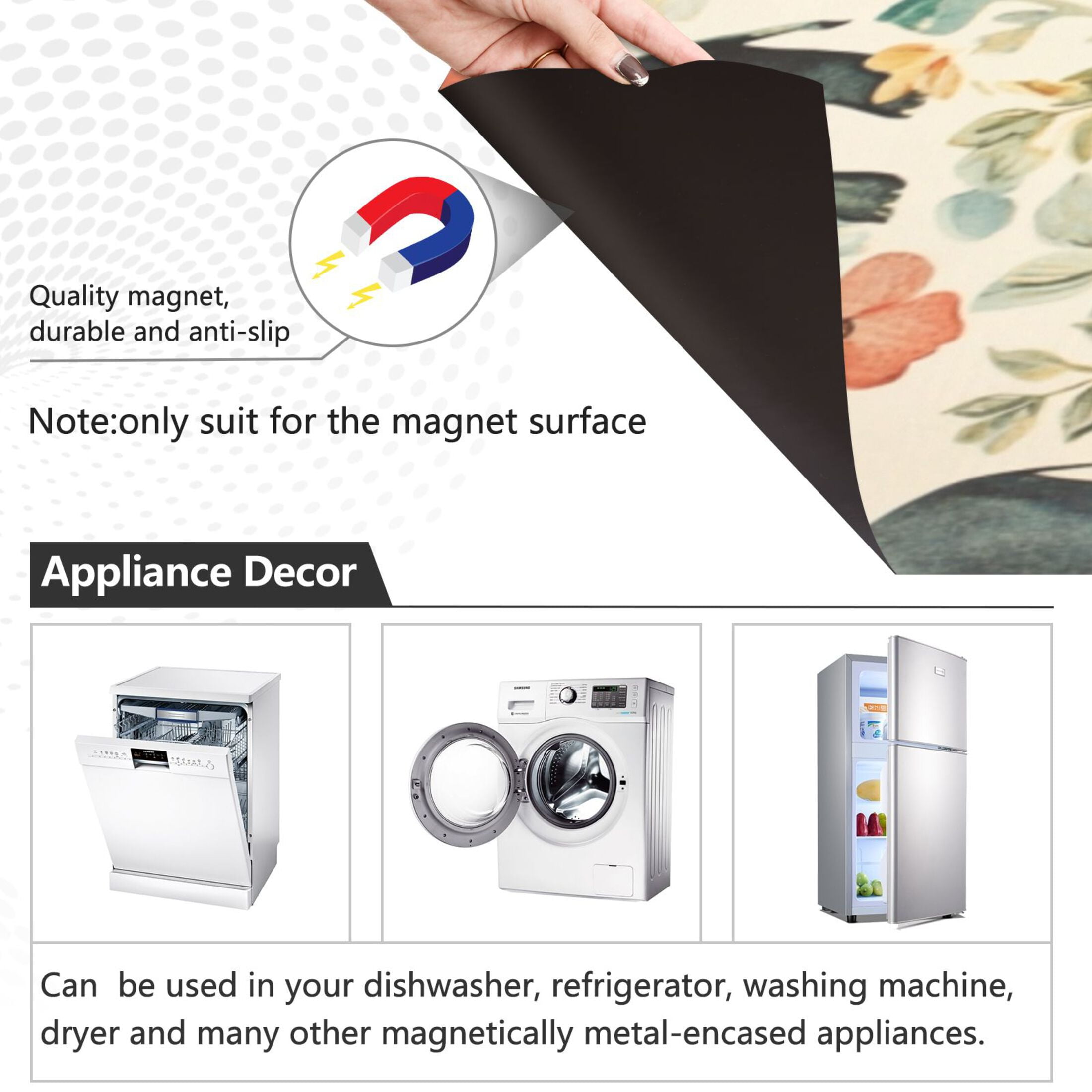 Dishwasher Magnetic Sticker 23x26 Inch Refrigerator Magnetic Sticker Washing Machine Magnetic Sticker Kitchen Panel Magnetic Sticker Home Decor Green Elephant Pattern
