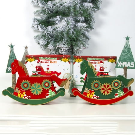 christmas decorations color painted rocking horse music box ornament  christmas decoration ornament xmas gift for children b green