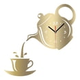 thumbnail image 1 of Adhesivo para superficie de espejo, reloj de pared artesanal, calcomanías con forma de tetera, buen efecto tridimensional, fuerte sentido de jerarquía (dorado), 1 of 5