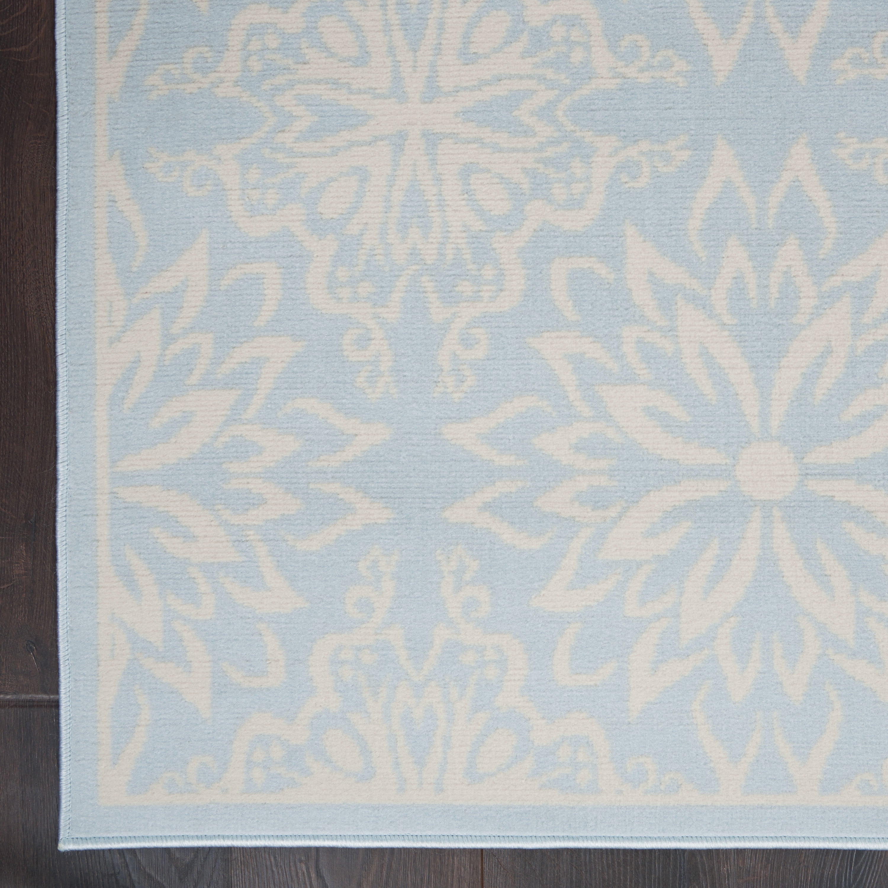 Nourison Bliss Modern Floral Ivory/Light Blue 6' x 9' Area Rug, (6' x 9')