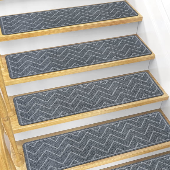 PEISAINOX Stair Treads for Wooden Steps, Soft Braid Weave, Noise Reduction, Skidproof, 8"x30", 15 Pack, Gray