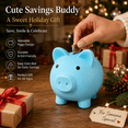 thumbnail image 6 of Small Piggy Bank - Coin Bank for Little Boys & Girls, Safe Piggy Bank for Saving Change, Cute Small-Sized Money Storage Jar, Blue, 3.15*4.13*3.74in, 6 of 9