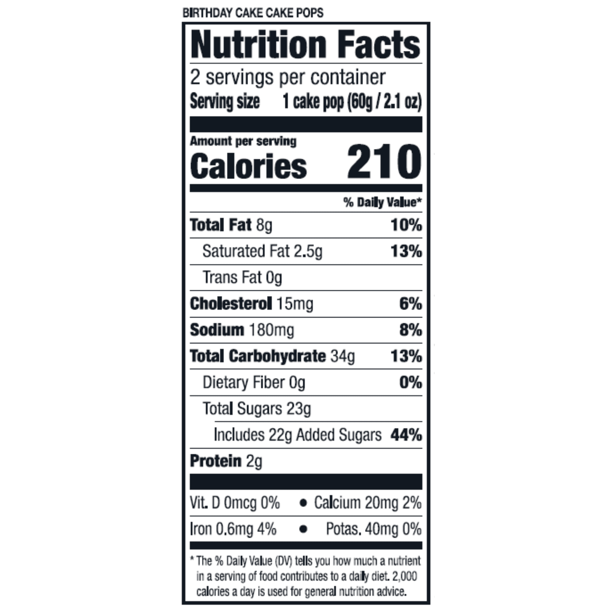 Marketside Birthday Cake Flavored Cake Pops, 4.2 oz, 2 Count (Ready to Eat)