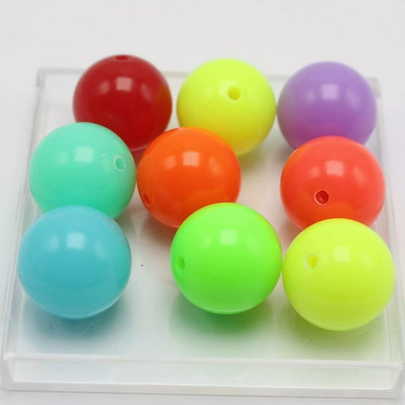 U8MO 25 Mixed Neon Color Acrylic Large Round Beads 16mm Smooth Ball Jewelry Making