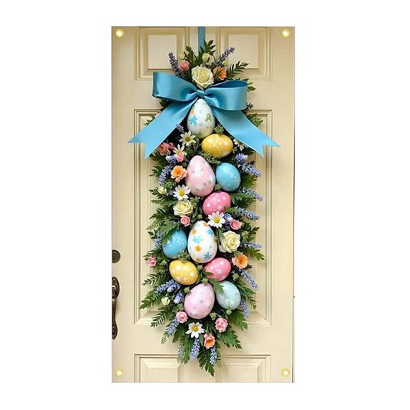 zhangmingg Bannière Extérieure de Pâques pour Porte d'Entrée en Polyester, Drapeaux Décoratifs pour Usage Saisonnier à l'Entrée de la Maison