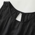 thumbnail image 4 of Women's Cotton Linen Tops Summer Keyhole Back Pleated Crew Neck Sleeveless Shirts Casual Loose Blouses (L, Black), 4 of 7