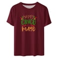 thumbnail image 2 of Camisetas de Manga Corta para Mujeres de Longitud Regular de Poliéster Sólido, Camiseta de Fiesta de Mayo Y Blusa Del Festival para la Primavera Y el Verano, 2 of 3