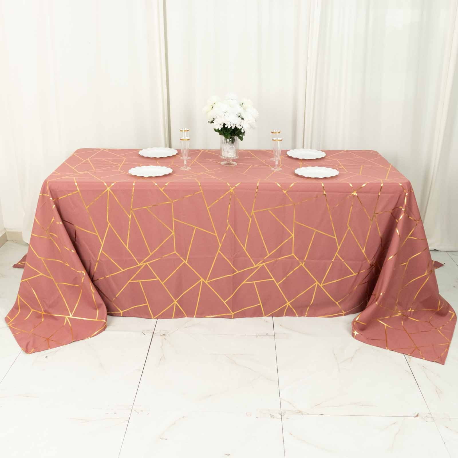 Efavormart 90"x132" Cinnamon Rose Rectangle Polyester Tablecloth With ...