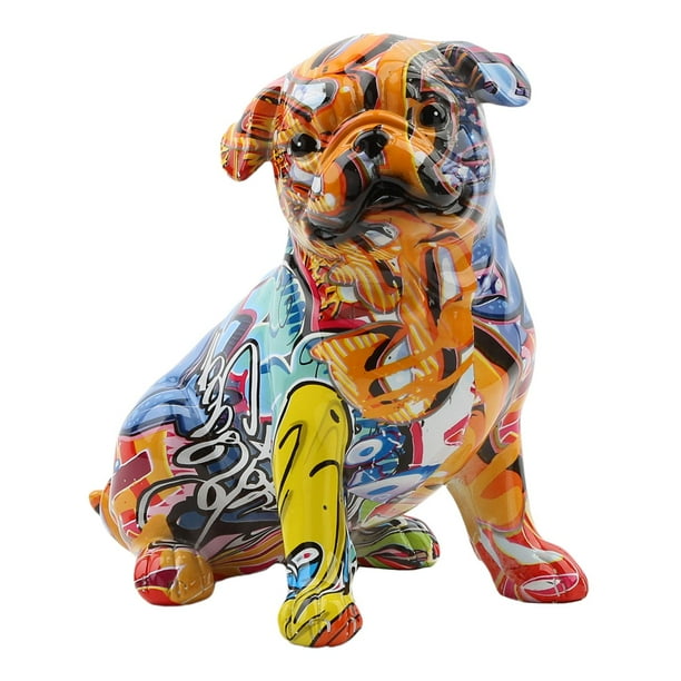 Escultura de resina de bulldog francés, animales pintados a mano, estatua de perro, obra de arte, 19x125x185 CM