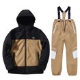 thumbnail image 3 of PXLKNZH Big Kids Snow Suit for Boys Girls Winter Ski Hooded Jacket & Adjustable Strap Pants Set Wind Water Proof Snow Warm Ski Suit,Khaki,XXL, 3 of 9