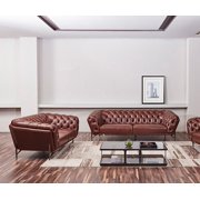 Contemporary Brown Full Leather Sofa Set 2Pcs American Eagle EK8009-BRO