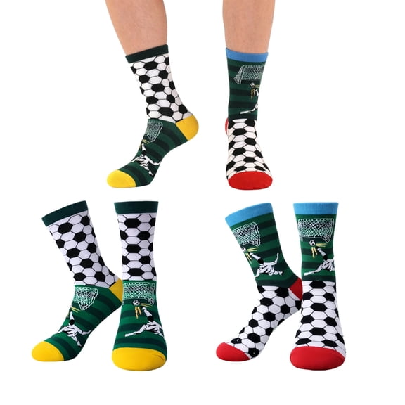 2 Pairs Trendy Football Socks - Fashion Casual Unisex Crew Socks, Mismatched AB Socks for Men & Women, Everyday Year-Round Breathable Comfortable Socks