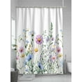 thumbnail image 5 of Shower Curtain Wildflowers Shower Curtains for Bathroom, Waterproof Polyester Shower Curtain Set with Hooks, Extra Long 72" x 84" Purple Blue Flower Leaf, 5 of 6