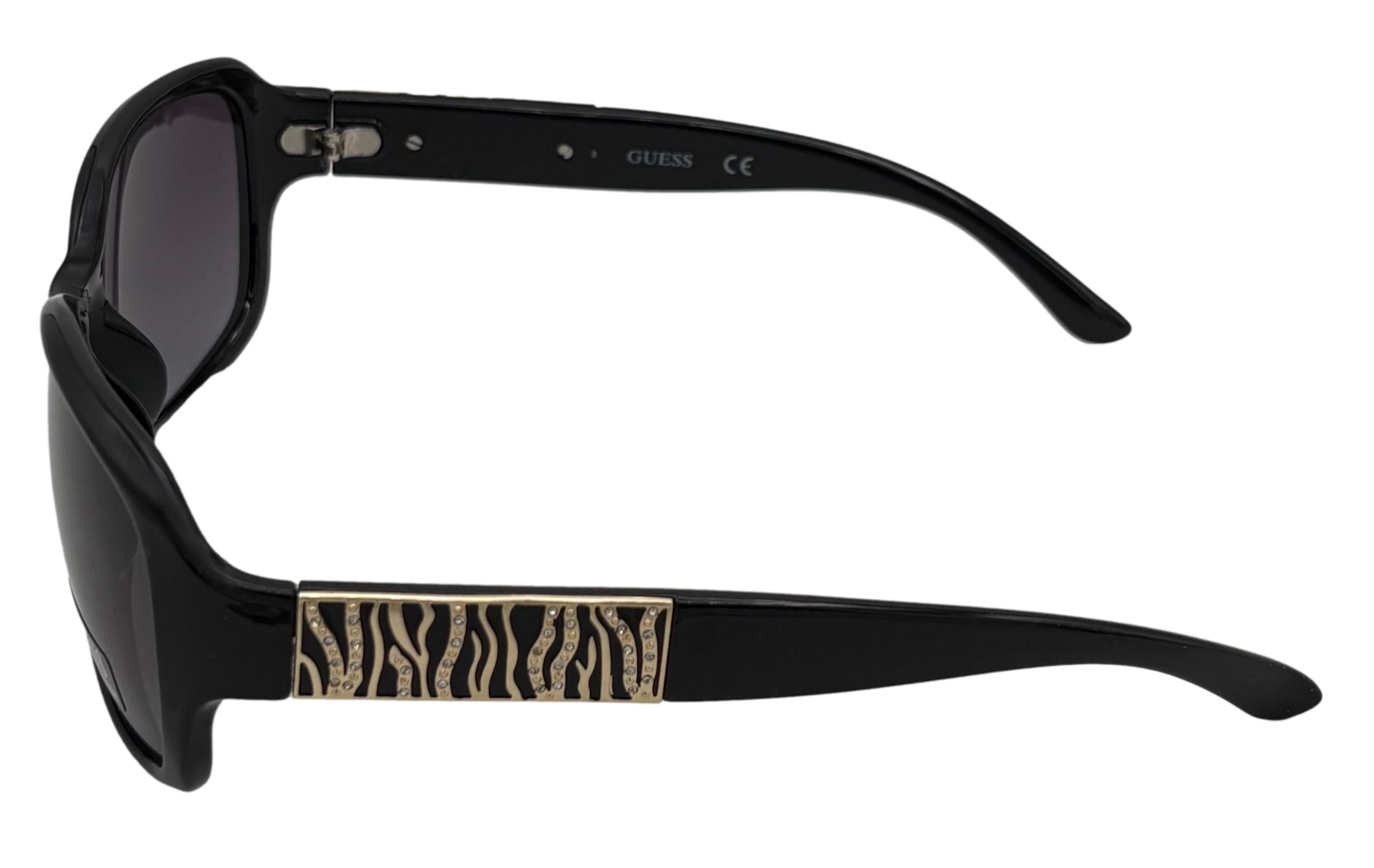 Guess Sunglass Womens Shiny Black Oversize Rectangle Plastic, GF0395. 1B