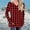 Red, variant on HOMBOM V-Neck T-Shirts for Women Long Sleeve Red Plaid Tops with Pocket Loose Womens