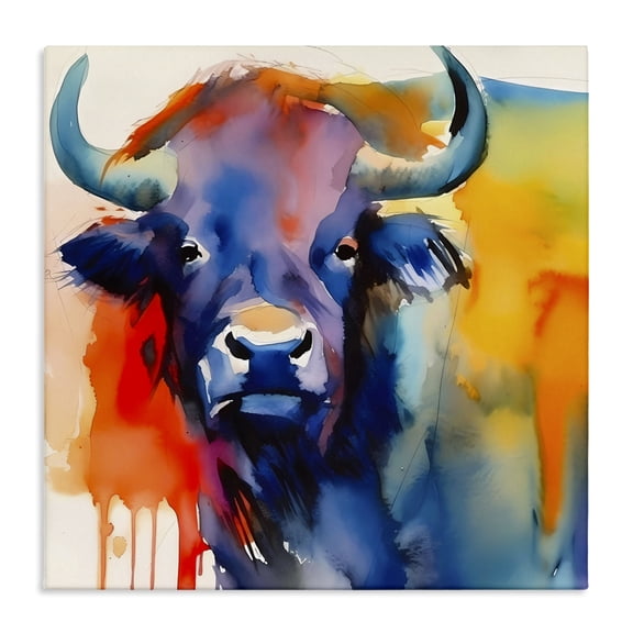 Stupell Industries Contemporary Abstract Vivid Cattle Canvas Art, 17 x 17, by Walker Noble