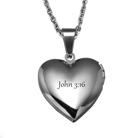 Bible Verse Necklace for Women Men - Stainless Steel Christian Scripture Bible Quote Inspirational Pendant Hold Pictures Locket Necklace Baptism Religious Jewelry