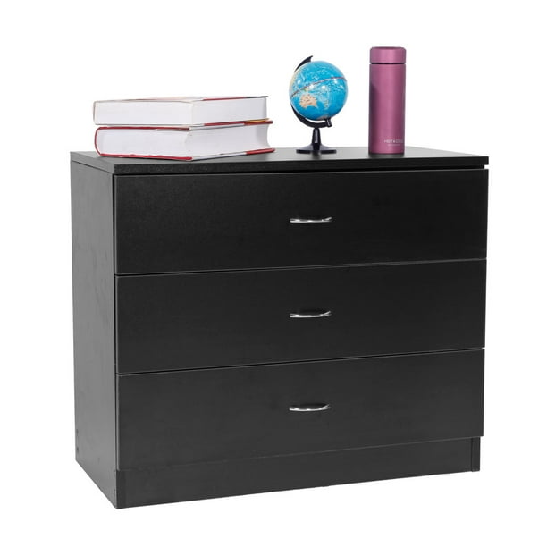 Ktaxon End Side Table Nightstand With 3, 3 Drawer End Table Black