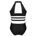 thumbnail image 2 of Lejafay Girls Kids Sparkly Sequins High Mock Neck Cutout Back Tank Leotard for Gymnastics Ballet Black 12, 2 of 7