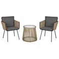 thumbnail image 1 of 3-Piece Wicker Patio Furniture Set - Grey Rattan Bistro Set with Cushions | Outdoor Conversation Set for Porch, Balcony & Garden | Steel Frame & Glass Table, 1 of 7