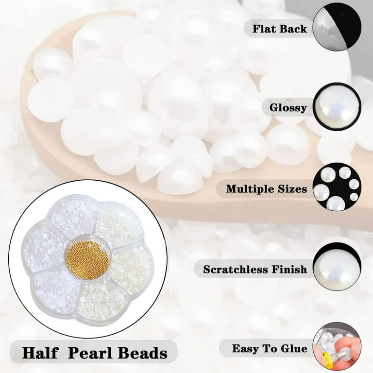  5 Boxes Nail Art Pearls for Nail Flatback Pearls Nail