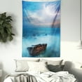 thumbnail image 3 of Nature Tapestry, Tropic Sea with Rocks and Storm Flash in the Air Tranquil But Dangerous Epic Scenery, Wall Hanging for Bedroom Living Room Dorm Decor, 60W X 80L Inches, Turquoise, by Ambesonne, 3 of 5
