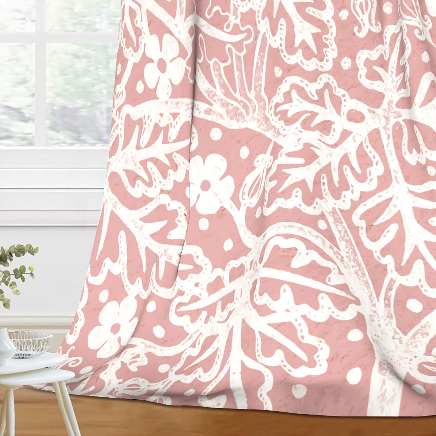 Pbobriich Bedroom Curtains Patterened Pink,Abstract Floral Blackout Curtains for Living Room Kitchen Bathroom 2 Panels,42x63 Inch