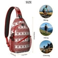 thumbnail image 5 of Sling Backpack,Red Christmas Knitted Pattern Sling Bag with Water Bottle Holder,Waterproof Sling Bag for Men/Women with Headphone Jack for Hiking,Travel, 5 of 6