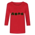 thumbnail image 4 of St. Patrick's Day Shirt for Women Four Green Clovers Graphic T-Shirt 3/4 Sleeve Crewneck Casual Loose Fit Festival Apparel Gift, 4 of 4