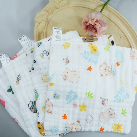 6-8 Pack Muslin Burp Cloths Baby Burp Clothes - Random Combination 100% Cotton Burp Rags for Boy Girls Baby Bibs 6 Layers 12''x12'' Hand Washcloths Extra Soft and Absorbent Christmas Gift