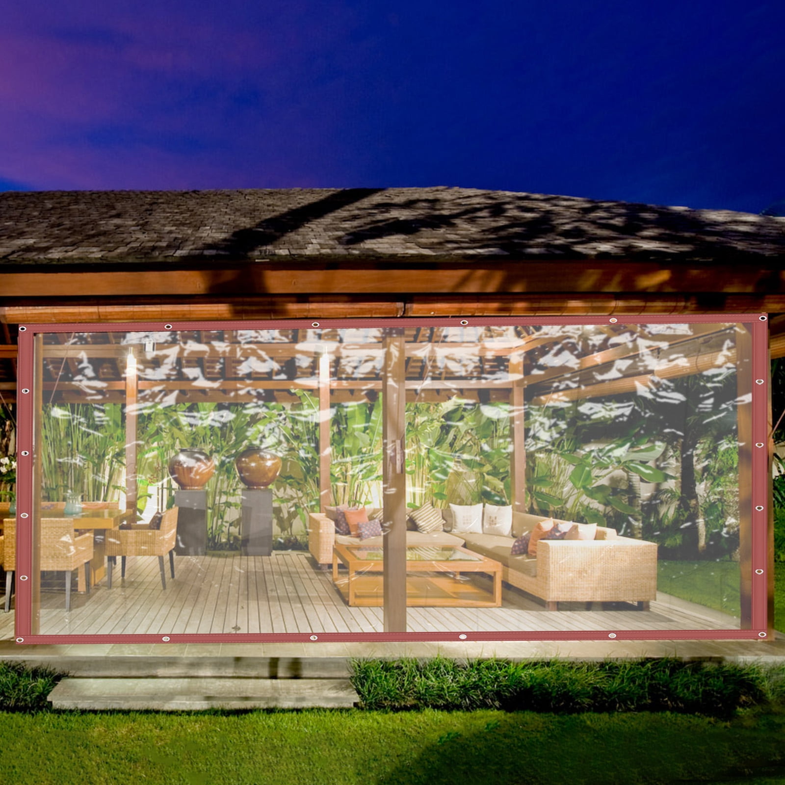 Dwellnix Waterproof Outdoor Curtains – Heavy-Duty PVC Plastic, High Light Transmittance, and Reusable Design
