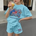 thumbnail image 6 of ITSAME 4th of July Girls Outfit Sets, American Flag Print Crewneck T-Shirts and Shorts Casual Clothes Set Sky Blue Size 6, 6 of 6