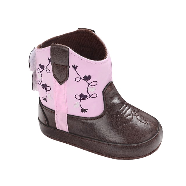 Wxirdiow Bottes de Neige à la Cheville pour Tout-Petits Garçons Filles, Bottes pour Bébé en Cuir PU à Imprimé Floral, Chaussures à Semelle Souple Rouges, Taille 18-24 Mois