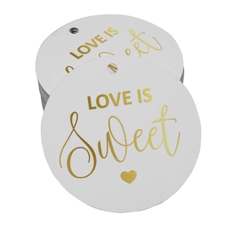 Inkdotpot Real Gold Foil Love Is Sweet Wedding Tag Favor Hang Paper Tag 50 Piece