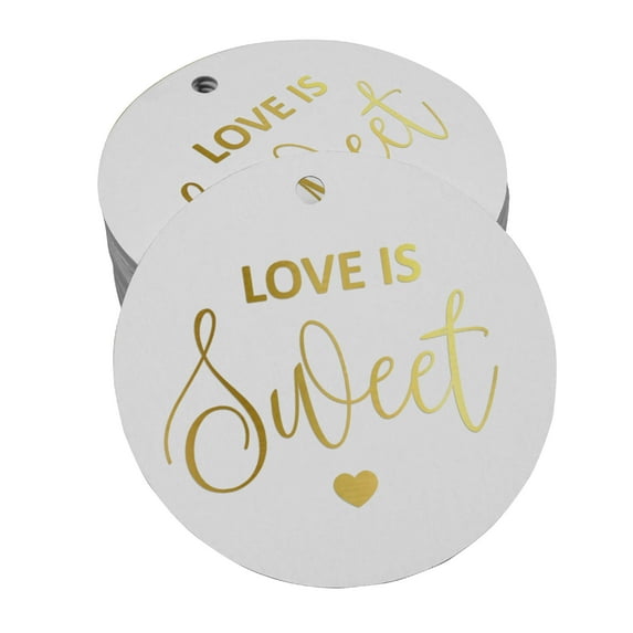 Inkdotpot Pack Of 100 Real Gold Foil Paper Tags Love Is Sweet Wedding Favor Hang Tags