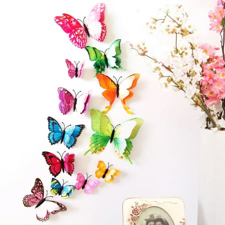 

Yubatuo Double-layer Mixed Color Simulation Butterfly Magnet Stereo Refrigerator Sticker For Decor