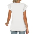 thumbnail image 5 of OSOLU Women Solid Color Summer New Ruffle Edged Fashion Sweet Fresh Versatile Tops T-Shirt Tee Trendy Dailywear, 5 of 8