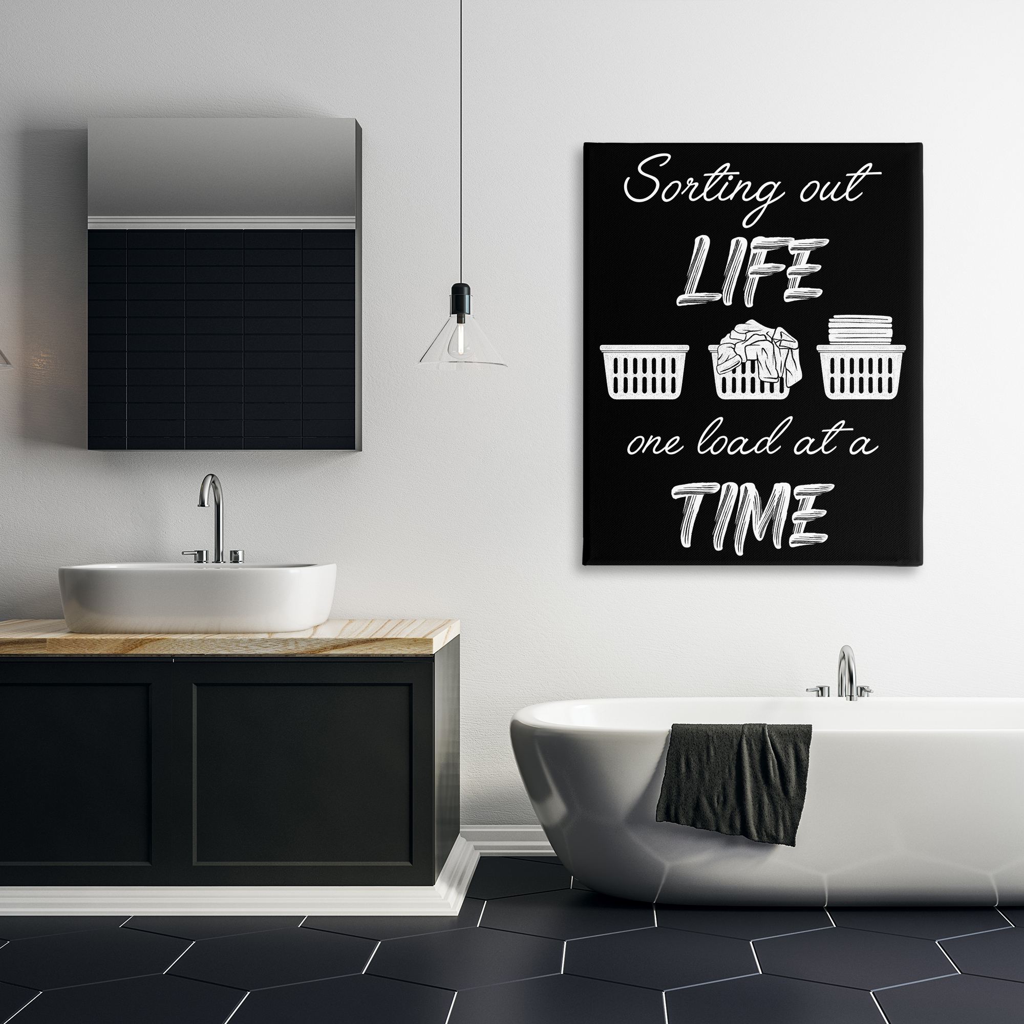 Sorting Out Life Laundry Canvas Wall Art, design by Marcus Prime