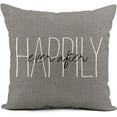 thumbnail image 4 of Set of 4 Linen Throw Pillow Covers 16x16 Inch Rustic Gray Happily Home Love Family Home Decor Pillowcase Square Cushion Cover for Sofa Bed Couch, 4 of 6