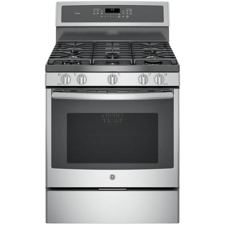 Cast Iron Range - PGB930SEJSS 30 Freestanding Gas Range with 5.4 cu. ft. Self-Clean Convection Oven 5 Sealed Burners Baking Drawer Reversible Cast-Iron Griddle/Grill and Range Lockout in Stainless Steel