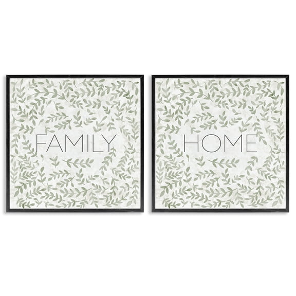 Stupell Industries Curved Ivy Sprigs Phrases 2 Piece Black Framed Giclee Art Set, design by SD Graphics Studio