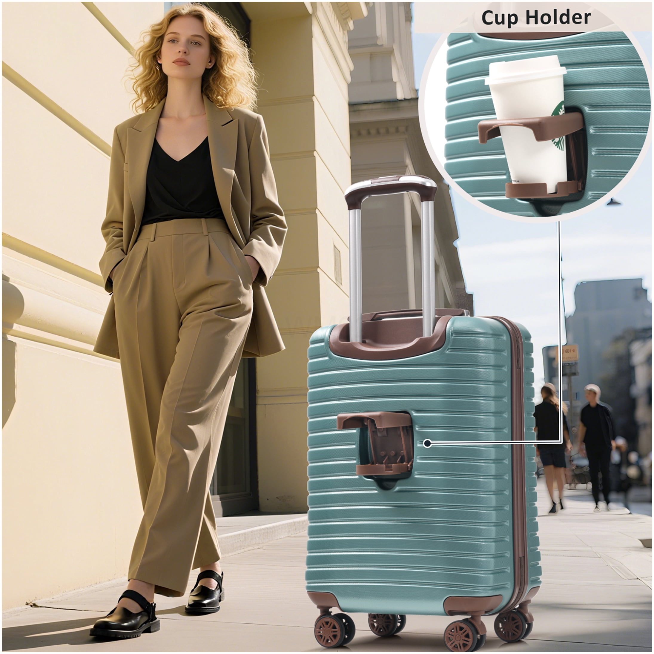 Blue ABS Hardshell Luggage Set with TSA Lock, 360° Silent Spinner Wheels, Lightweight Suitcase Combo for Travel