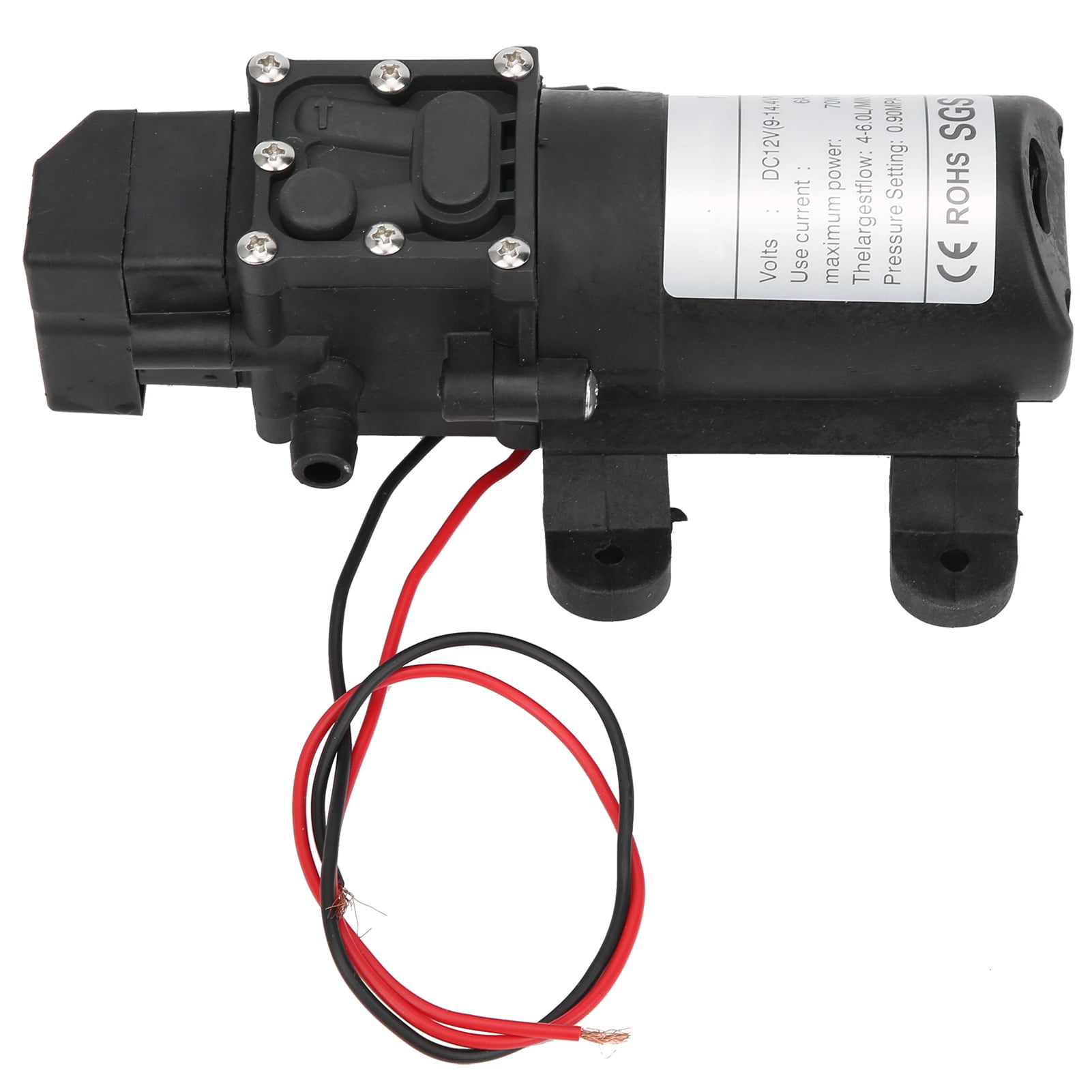 12V 72W Diaphragm Pump Micro 6.0L/MIN 0.9MPA Straight Pipe Both Sides Right Water Outlet 